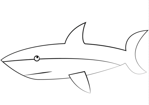 Cartoon Great White Shark Coloring Page